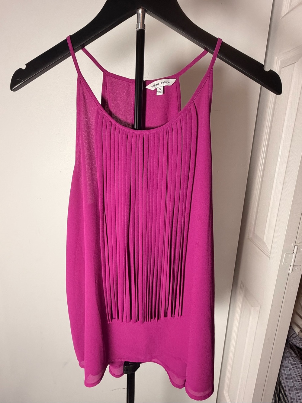 Naked Zebra Fuchsia Fringe Cami Tank
